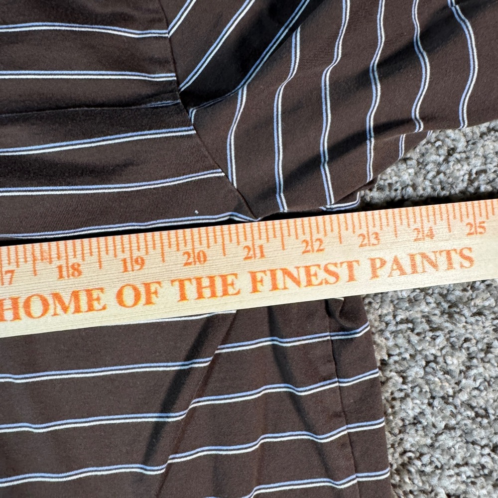 Polo Ralph Lauren Mens Large Brown Striped Pima Cotton Short Sleeve Polo Shirt - Picture 2 of 7